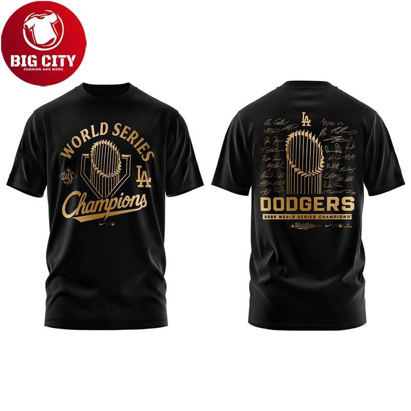 LA Dodgers 2025 World Series Champions Locker Room Parade Two Sided Shirt