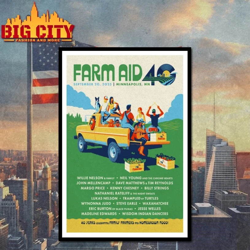 Lineup Farm Aid 40 Festival Minneapolis, MN 2025 Poster shirts
