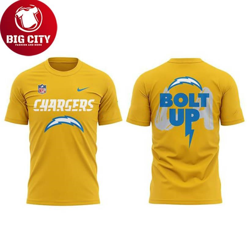 Los Angeles Chargers Charger Power Bolt Up Gold Rush 2025 New Shirt