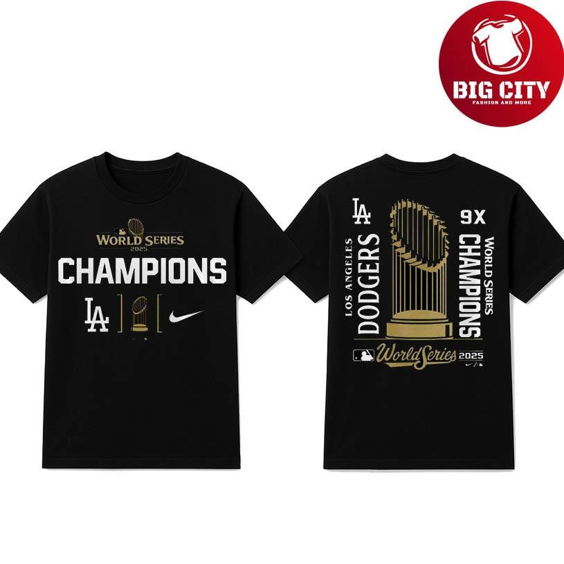 Los Angeles Dodgers 9-Time World Series Champions 2025 Two Sided Shirt