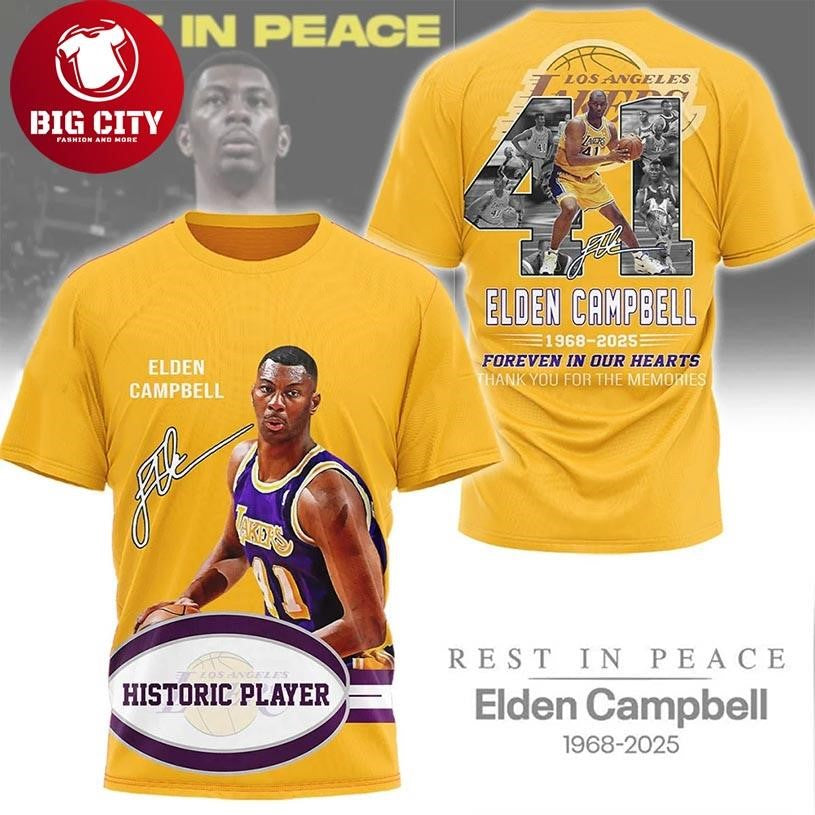 Los Angeles Lakers Elden Campbell 2025 Memorial Tribute Two Sided Shirt