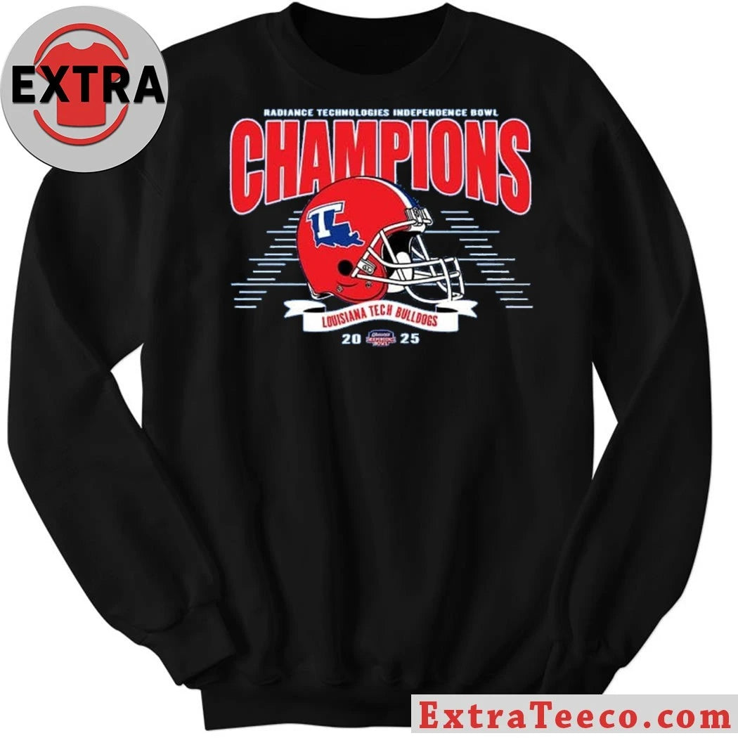 Louisiana Tech Bulldogs 2025 Radiance Technologies Independence Bowl Champions T-shirt, December 30, 2025, with a score of 23-14