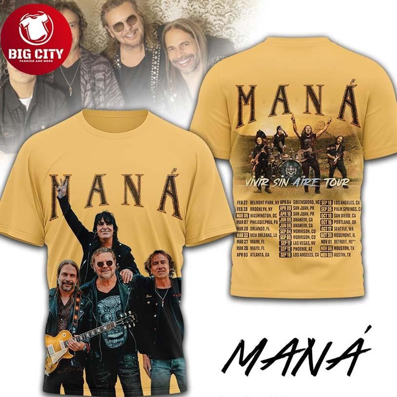Mana Vivir Sin Aire 2026 Tour Celebrating Two Sided Shirt