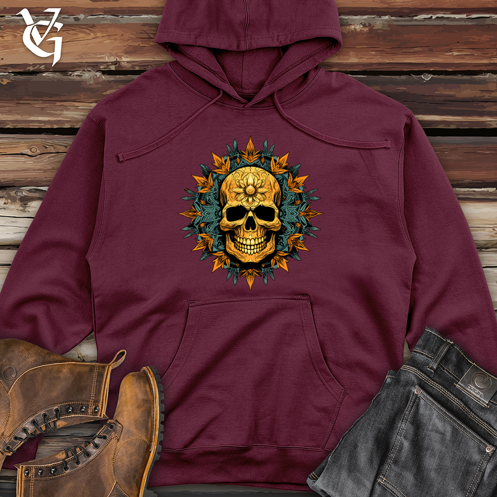 Retro Mandala Skulltapestry Midweight Hooded Sweatshirt