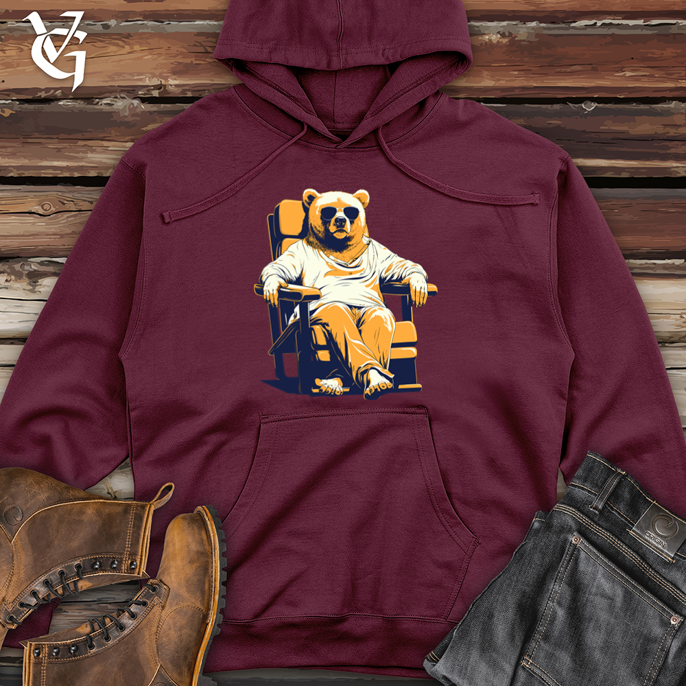 Retro Lounging Bear 01 Midweight Hooded Sweatshirt