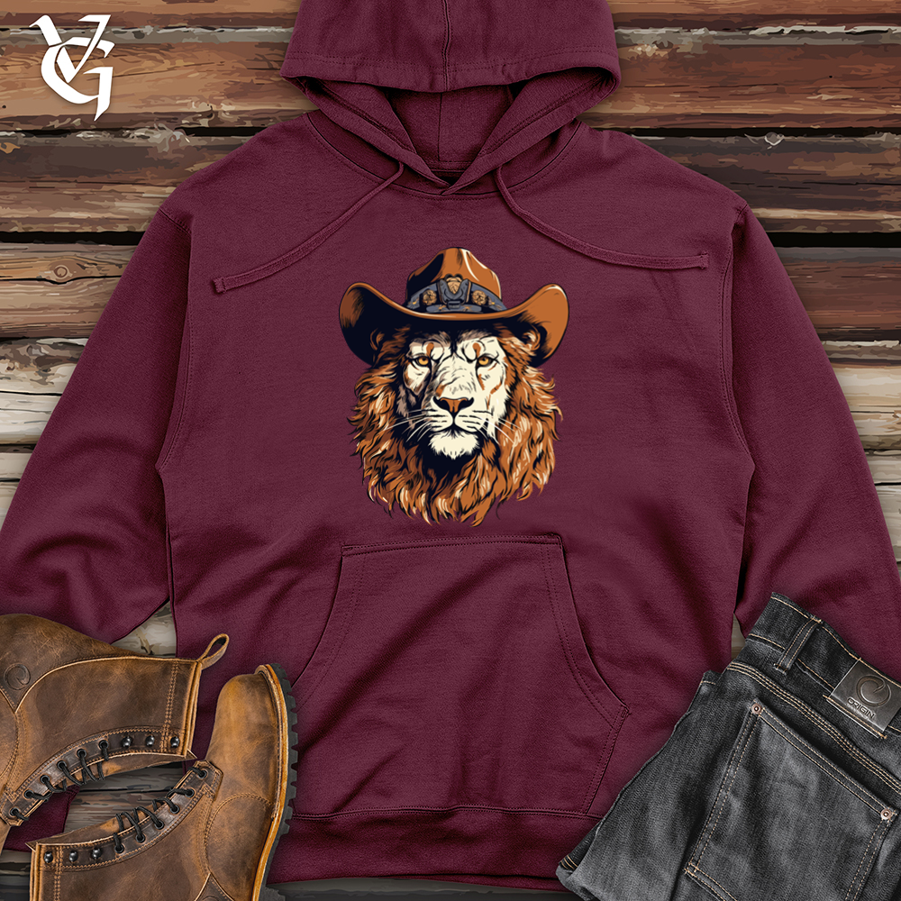 Retro Cowboy Lion 01 Midweight Hooded Sweatshirt