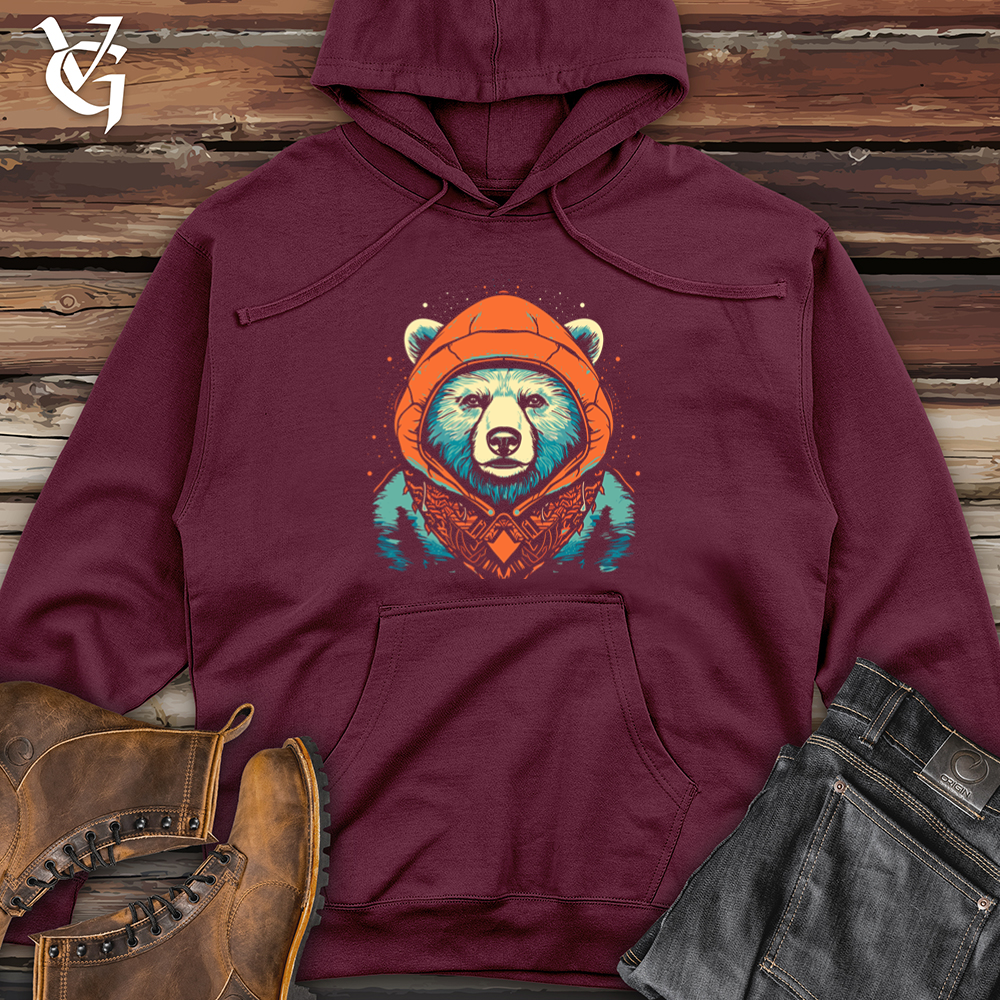 Retro Cosmic Beanie Bear Midweight Hooded Sweatshirt