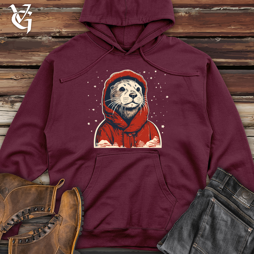 Retro Cozy Otter Midweight Hooded Sweatshirt
