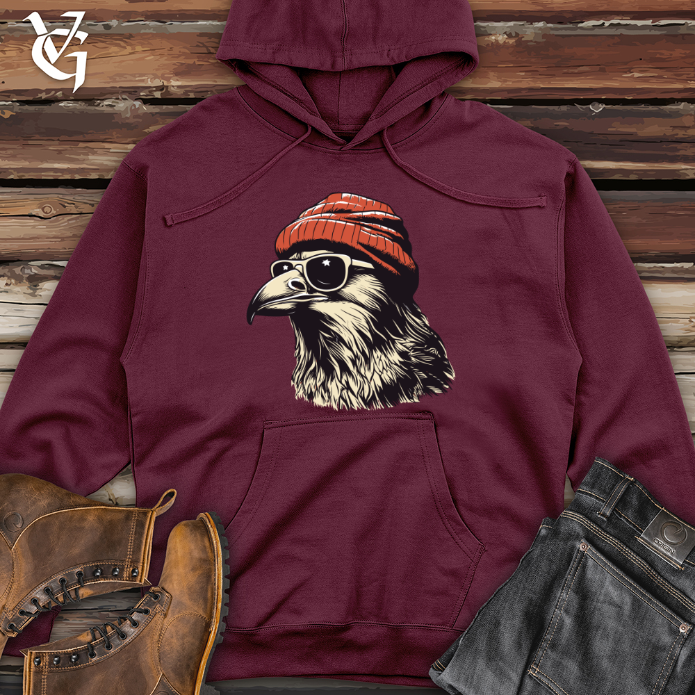 Retro Cool Crow Midweight Hooded Sweatshirt
