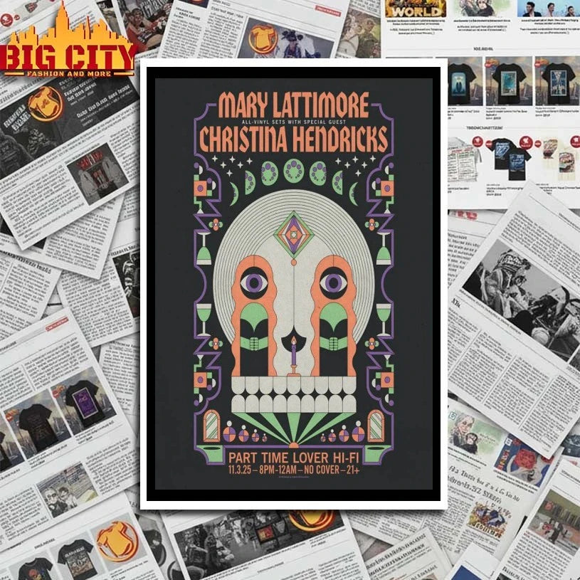 Mary Lattimore And Christina Hendricks Nov 3 2025 Part Time Lover Hi-FI Show Poster shirt