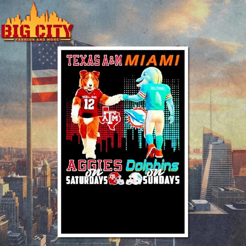 Mascot Of Texas Am Aggies On Saturdays And Miami Dolphins On Sundays Shirt