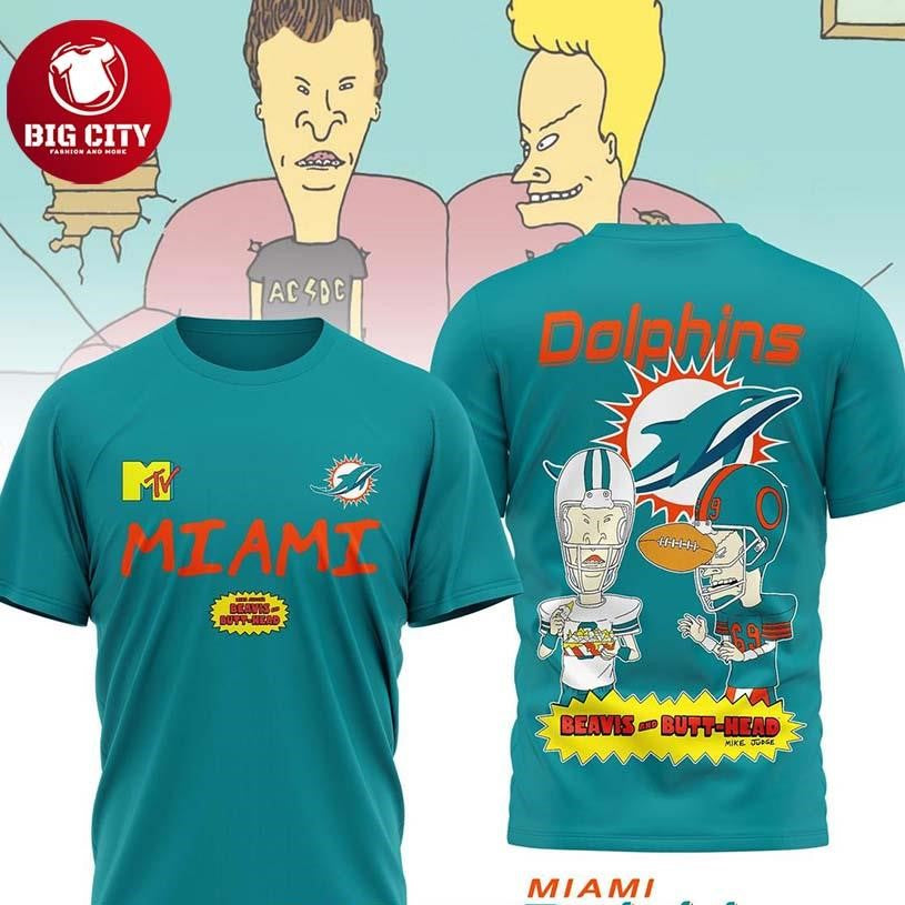 Miami Dolphins Beavis And Butt-Head 2025 Two Sided Shirt