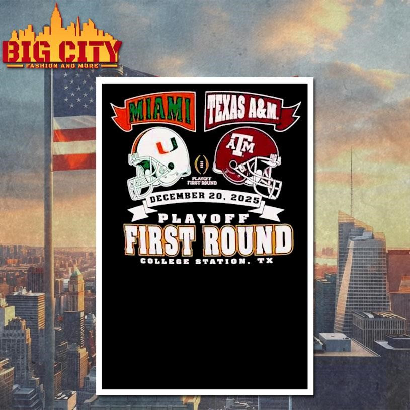 Miami Vs Texas Am Cfp Round 1 Head-2-head Helmet Dec 20 2025 Shirt