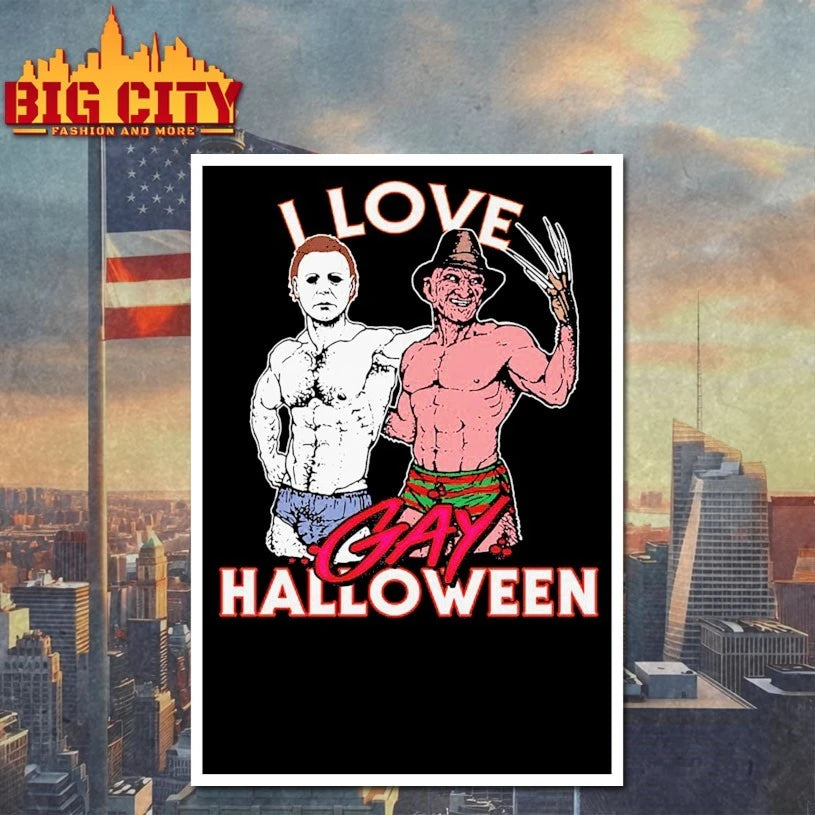 Michael Myers And Freddy Krueger I Love Gay Halloween shirt