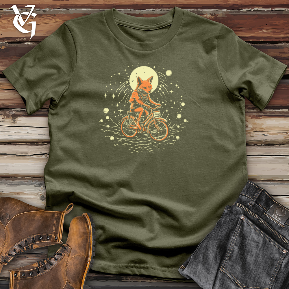 Retro Cosmic Bike Fox Cotton Tee