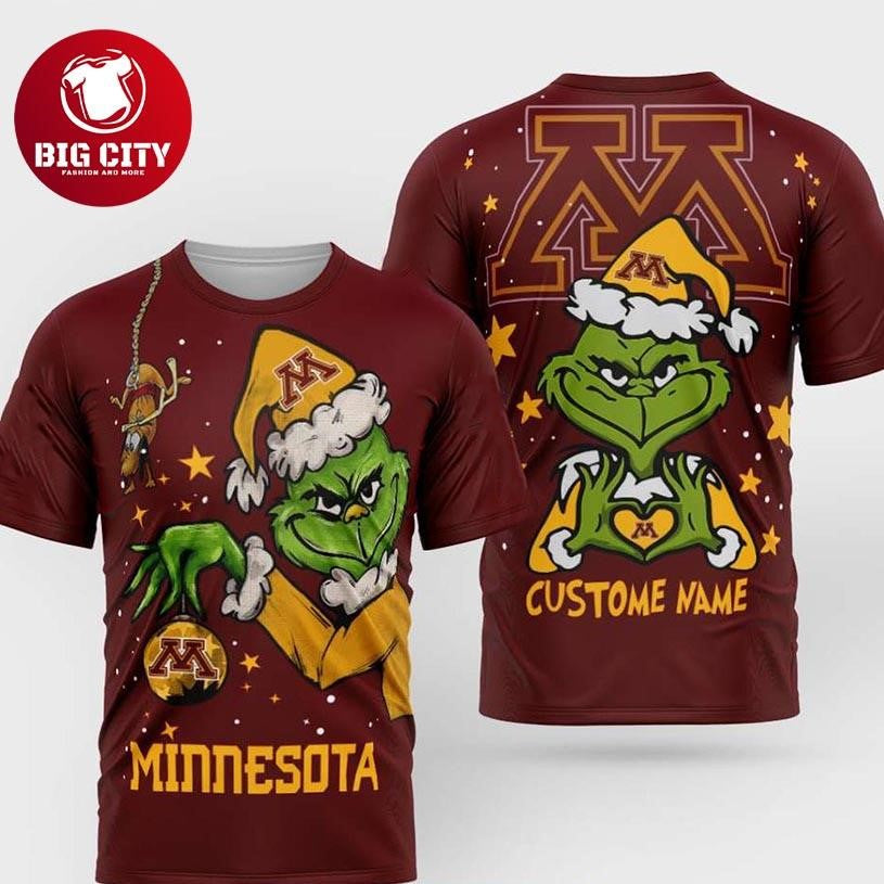 Minnesota Golden Gophers Grinch Stole Christmas 2025 Personalized Two Sided Shirt