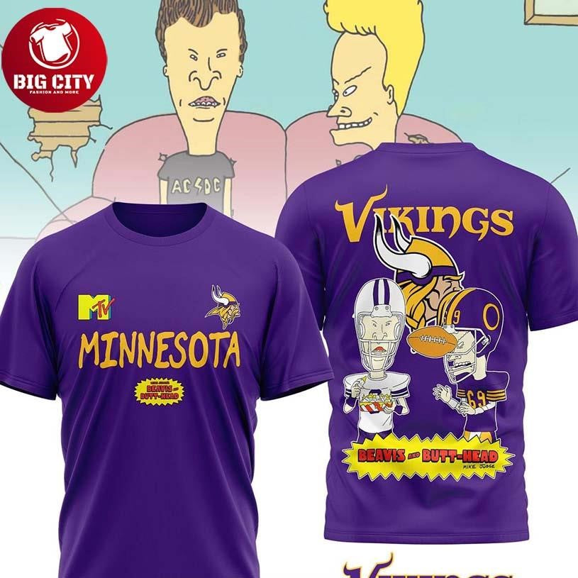 Minnesota Vikings Beavis And Butt-Head 2025 Two Sided Shirt
