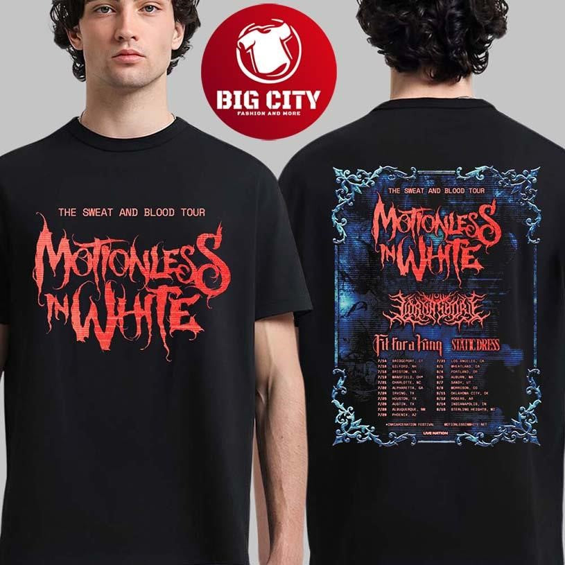 Motionless In White The Sweat And Blood Tour 2026 North America Schedule Dates Two Sided Shirt
