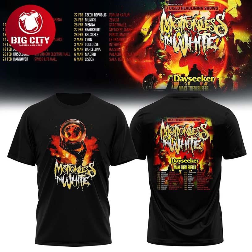 Motionless In White UK&EU Tour 2026 Make Them Suffer Two Sided Shirt