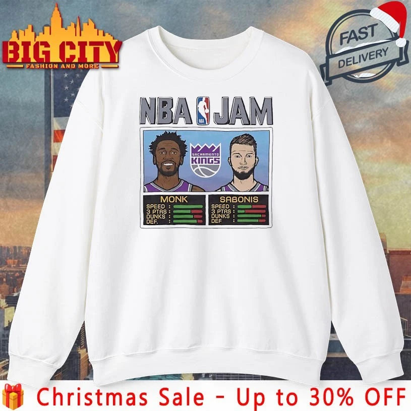 NBA Jam Malik Monk and Domantas Sabonis Sacramento Kings basketball shirt