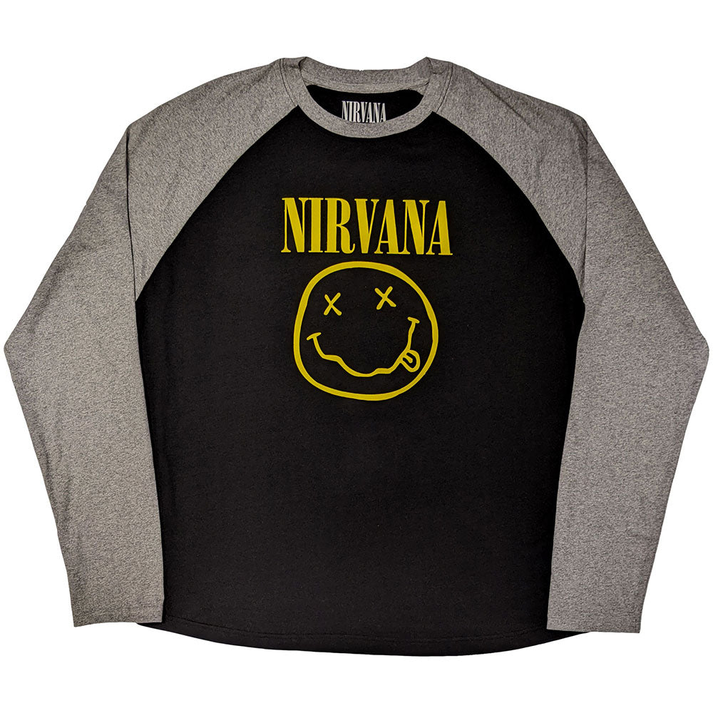 Nirvana | Official Raglan T-Shirt | Yellow Happy Face