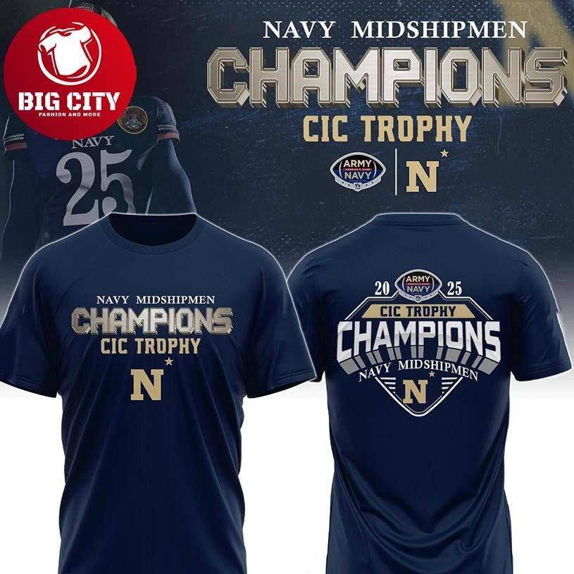 Navy Midshipmen Champions CIC Trophy 2025 Navy-Army Game Two Sided Shirt