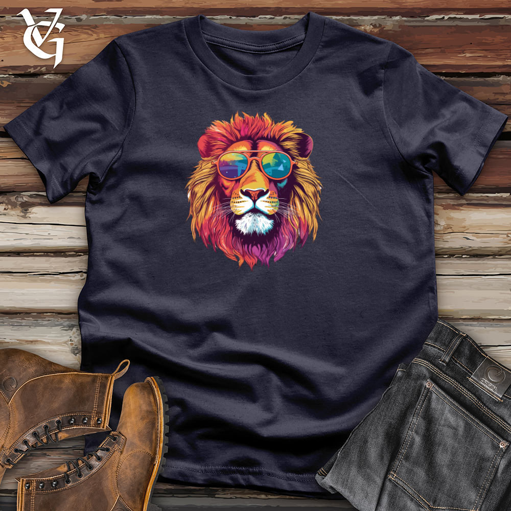 Retro Cosmic Shades Lion Cotton Tee