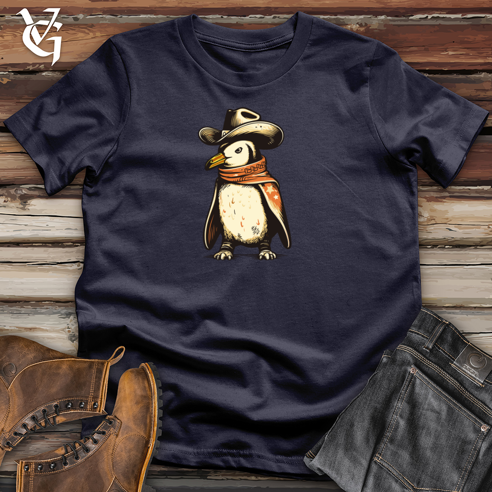 Retro Cowboy Penguin 01 Cotton Tee