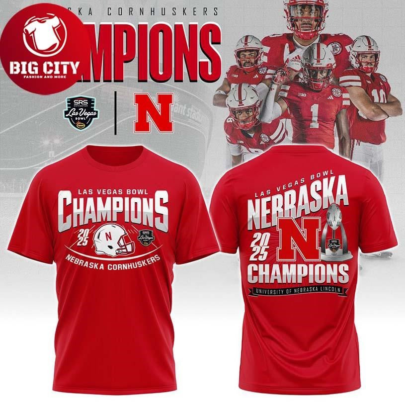 Nebraska Cornhuskers Las Vegas Bowl Champions 2025 Two Sided Shirt