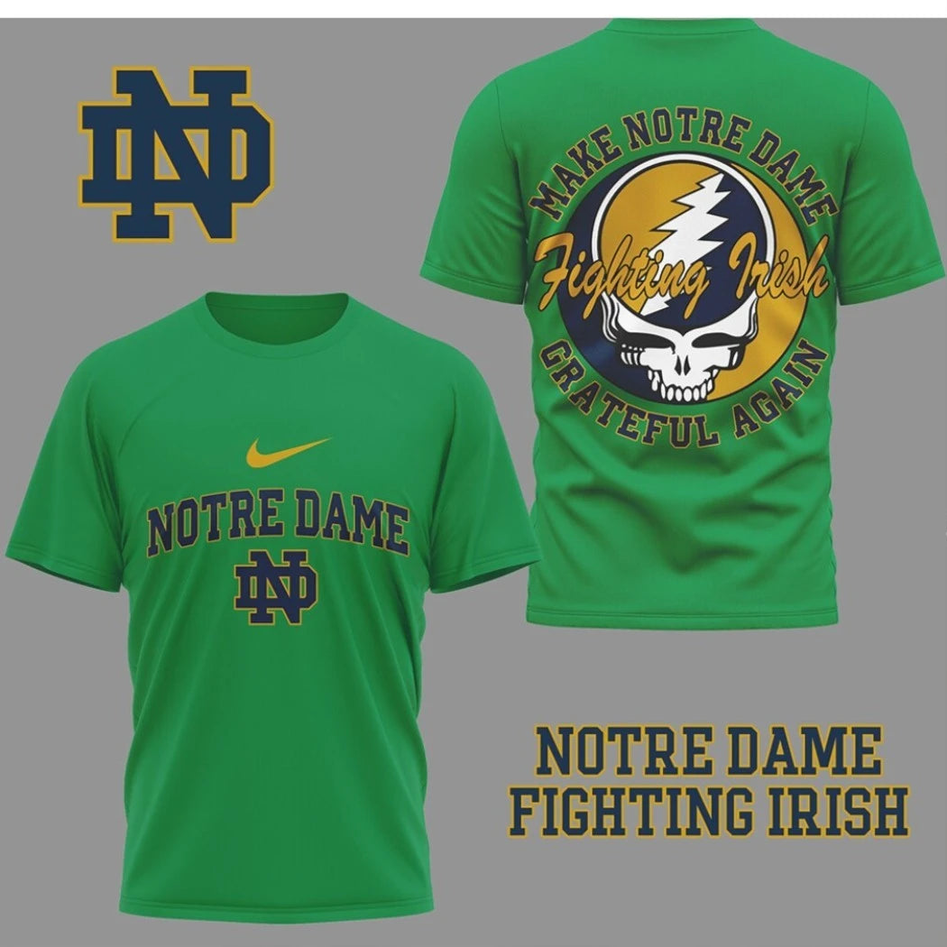 Notre Dame Fighting Irish Grateful Dead Skull Sport Logo Two Sided T-Shirt