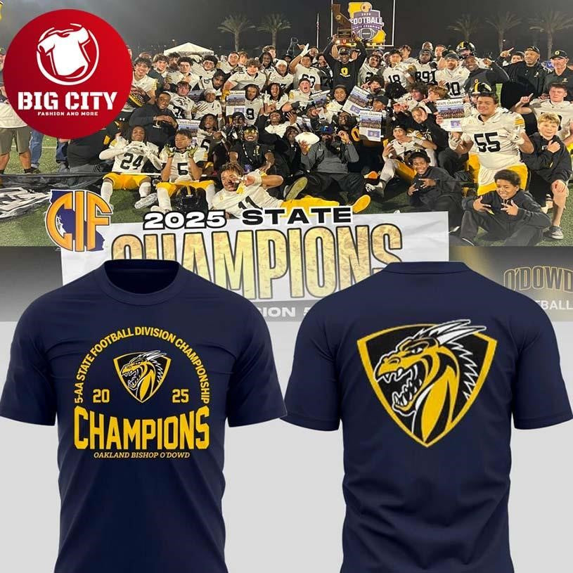 Oakland Bishop 2025 Division 5-AA State Champions Two Sided Shirt
