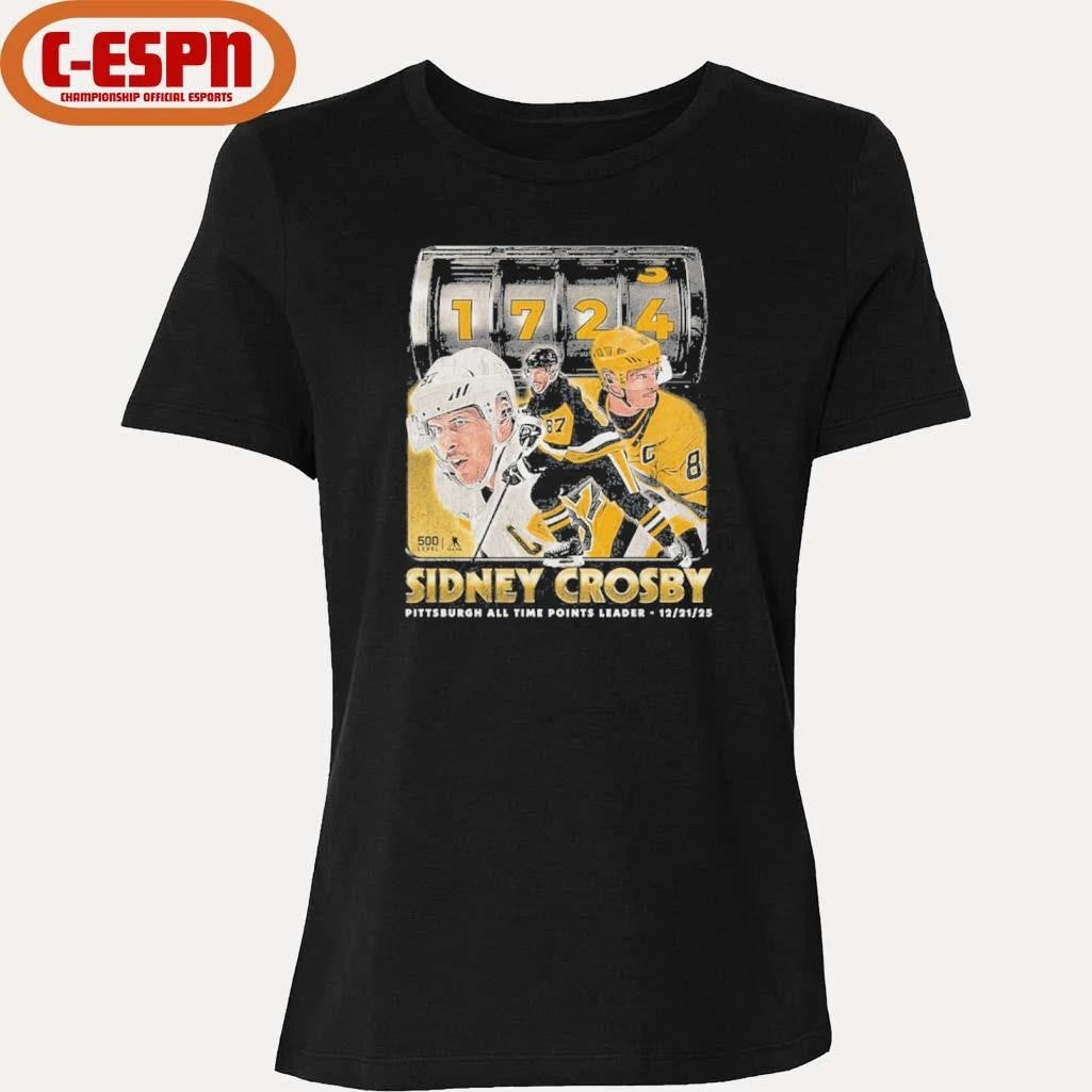 Official 1724 Sidney Crosby Pittsburgh All Time Points Leader shirt