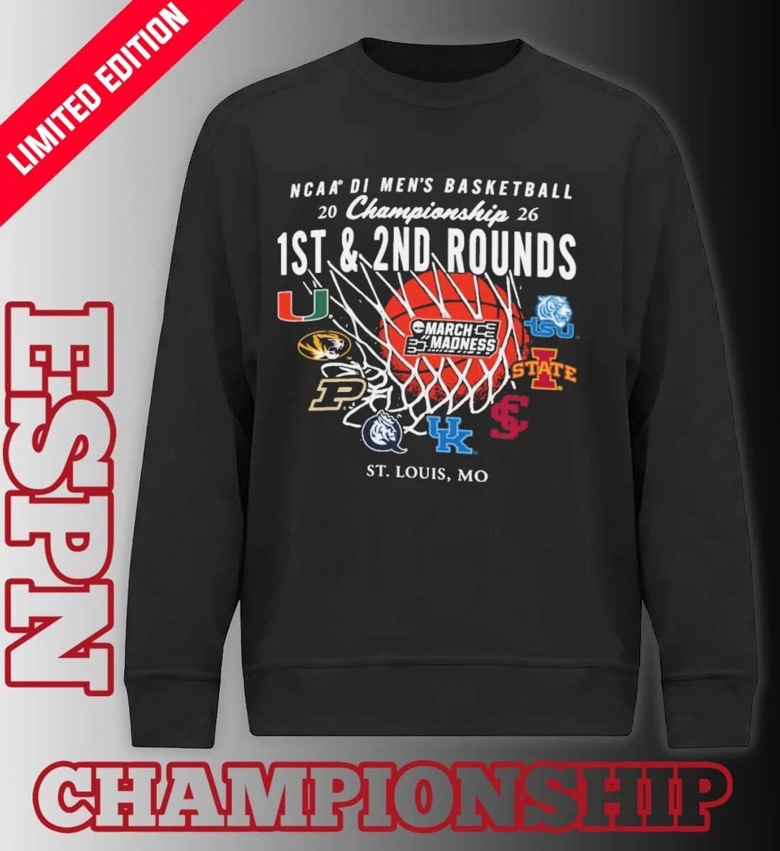 Official 2026 NCAA DI Men’s Basketball 1st, 2nd Rounds – St. Louis Shirt