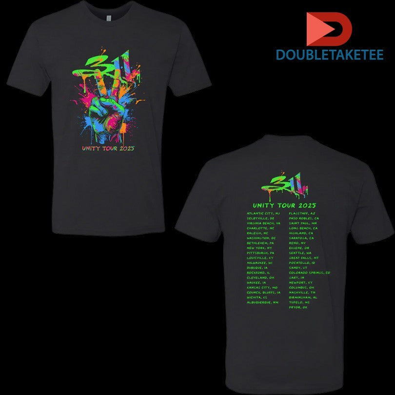 Official 311 Unity Tour 2025 Dates Peace Splatter Shirts