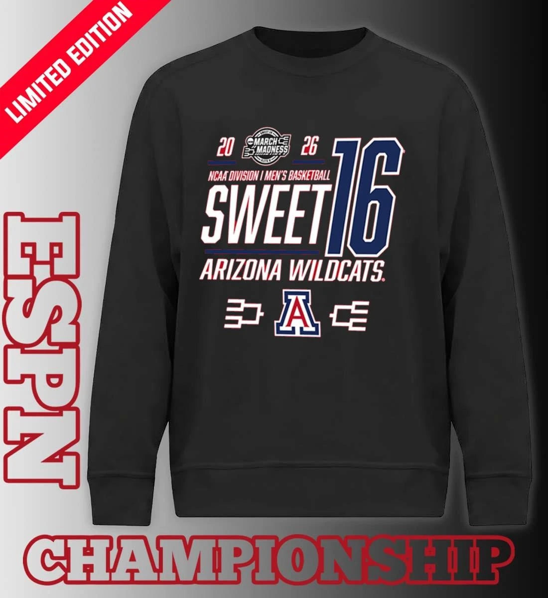 Official Arizona Wildcats NCAA Men’s March Madness Sweet 16 Shirt