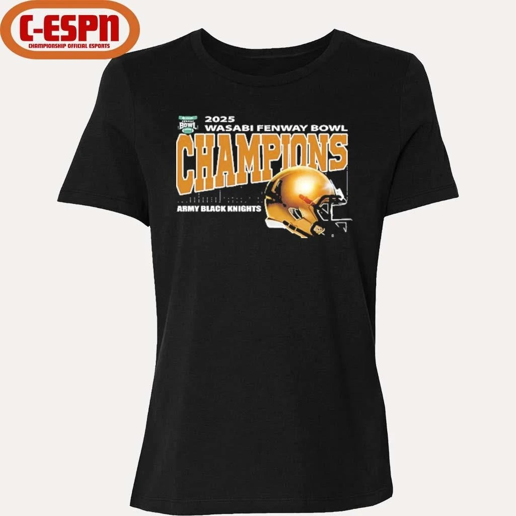 Official Army Black Knights 2025 Wasabi Fenway Bowl Champions Helmet Shirt