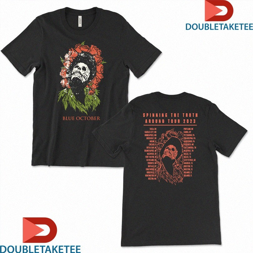 Official Blue October Spinning The Truth Around 2023 Tour Skull Shirts