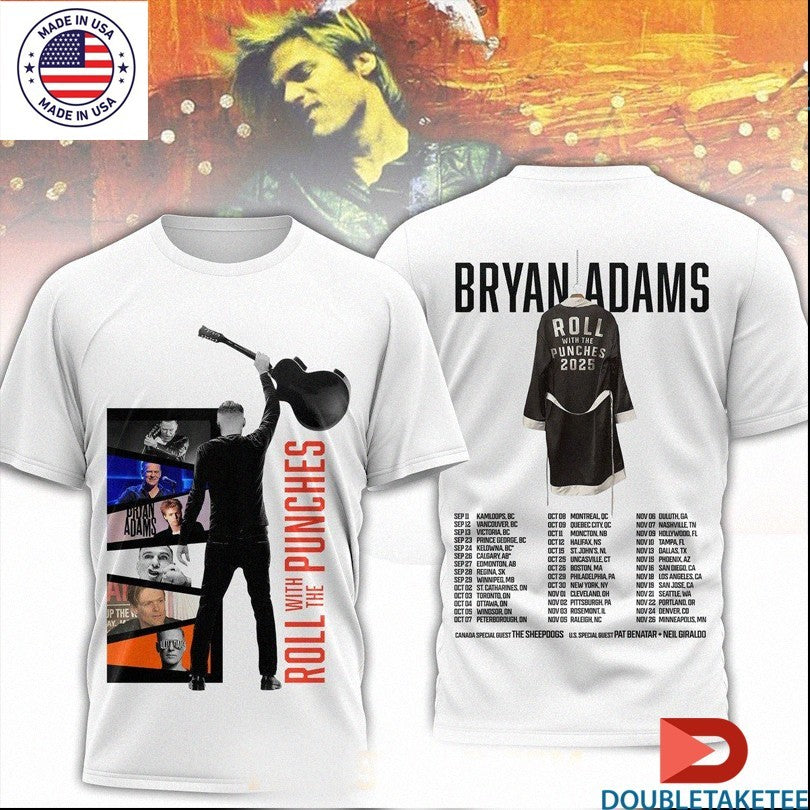 Official Bryan Adams Roll With The Punches Tour 2025 Showtime Shirts