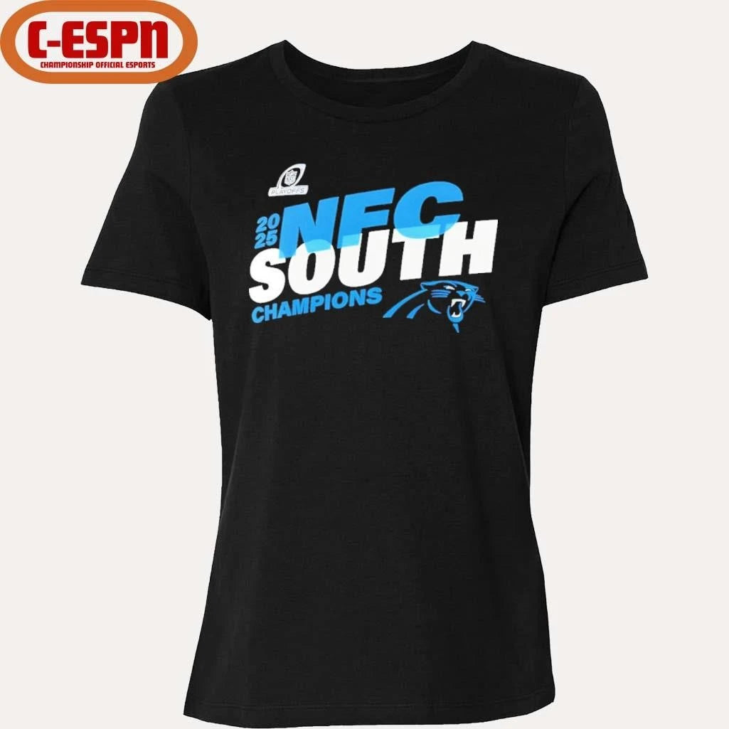 Official Carolina Panthers 2025 NFC South Division Champions Conquer T-Shirt