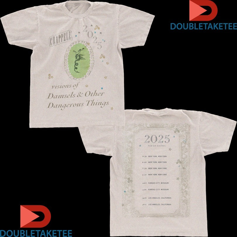 Official Chappell Roan Visions Of Damsels & Other Dangerous Things Pop Up Shows 2025 Shirts