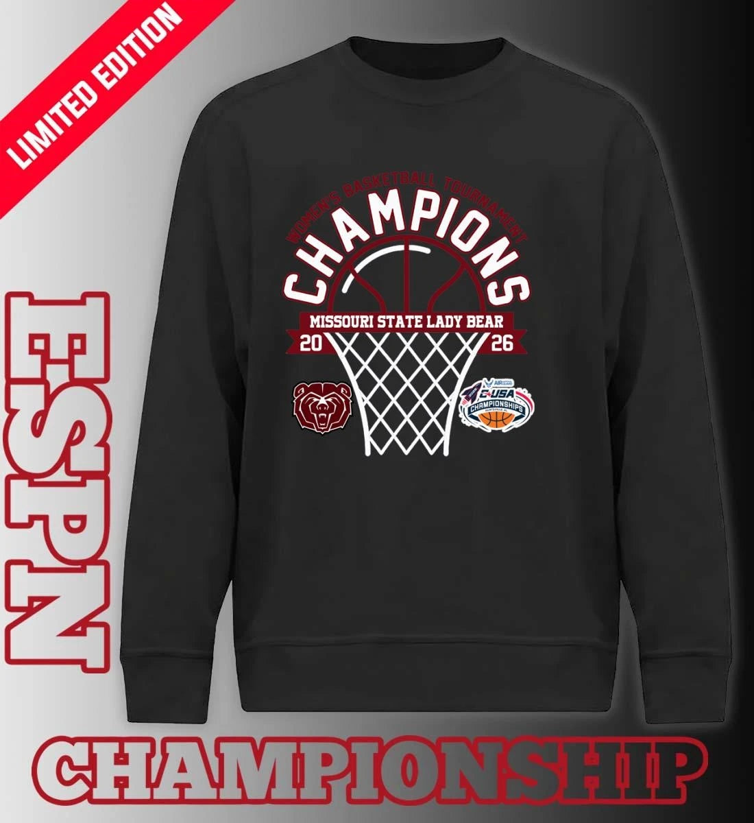 Official Conference USA Women’s Basketball Tournament Champions 2026 Missouri State Lady Bear T-Shirt