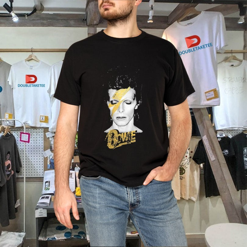 Official David Bowie Aladdin Sane Gold Bolt Shirts