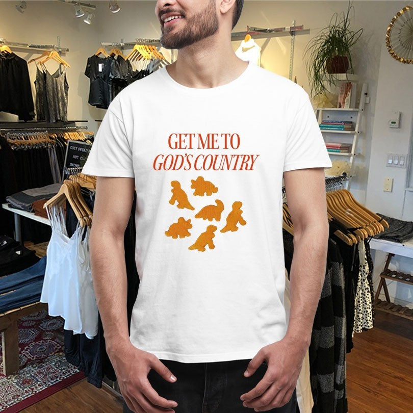 Official Get Me To God’s Country Dinosaur Nuggets Shirts