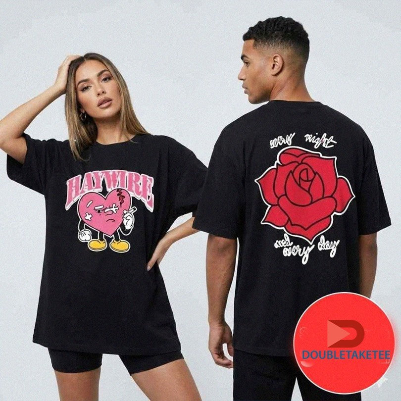 Official Haywire Every Night And Every Day Rose Heart Cigarette Shirts