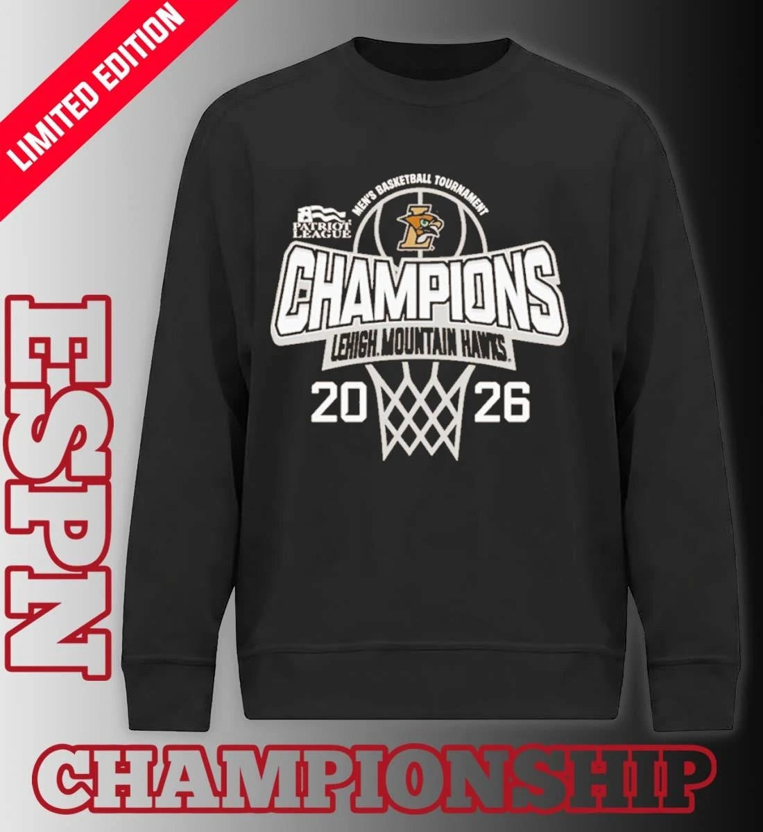 Official Lehigh University 2026 Patriot League Men’s Basketball Tournament Champions T-Shirt