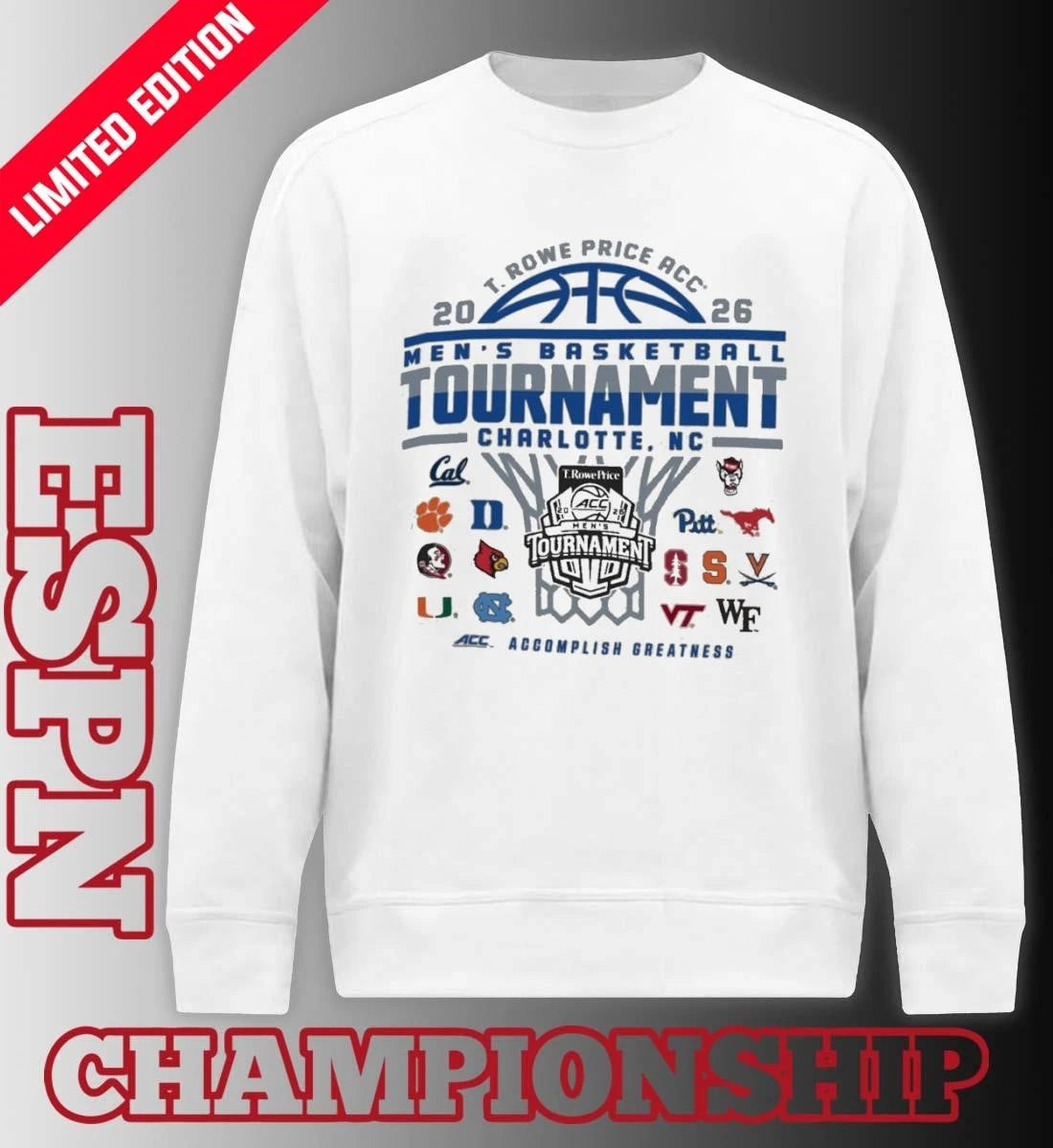 Official March 10-14 2026 ACC Men’s Basketball Championship T-Shirt