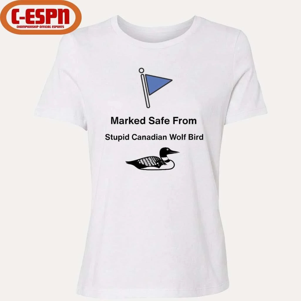 Official Marked Safe From Stupid Canadian Wolf Bird Shirt