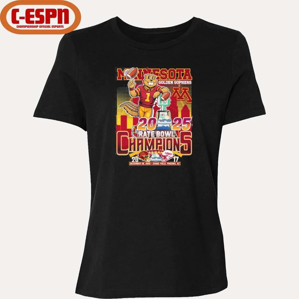 Official Minnesota Golden Gophers Mascot 2025 Rate Bowl Champions Shirt