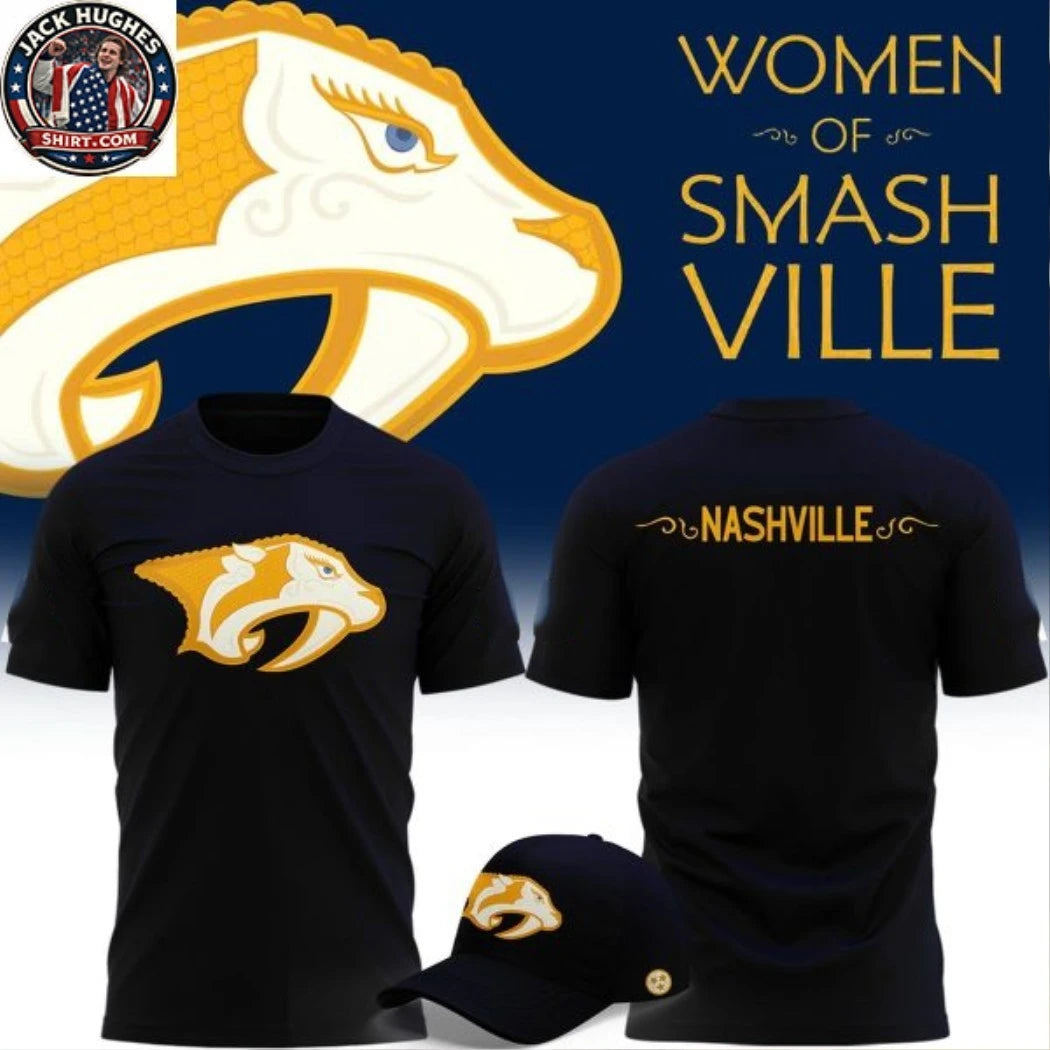 Official Nashville Predators Women of Smashville Night 2026 Nashville Logo Two Sided Graphic T-Shirt