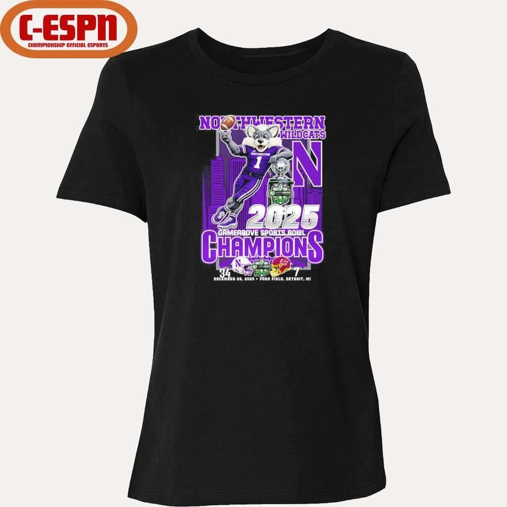 Official Northwestern Wildcats Mascot 2025 Gameabove Sports Bowl Champions Shirt